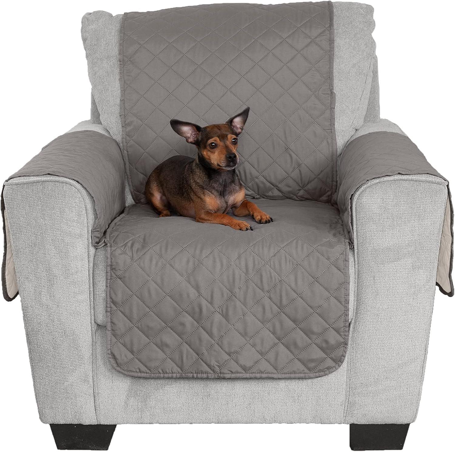 imageFurhaven WaterResistant ampamp Reversible Chair Cover Protector for Dogs Cats ampamp Children TwoTone Pinsonic Quilted Living Room Furniture Cover GrayMist ChairGrayMist