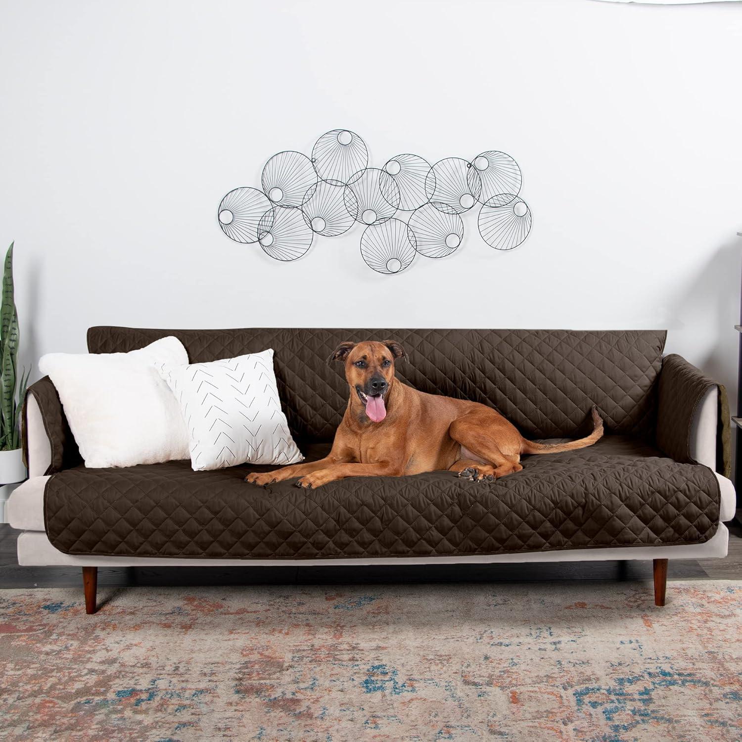 imageFurhaven WaterResistant ampamp Reversible Chair Cover Protector for Dogs Cats ampamp Children TwoTone Pinsonic Quilted Living Room Furniture Cover GrayMist ChairEspressoClay