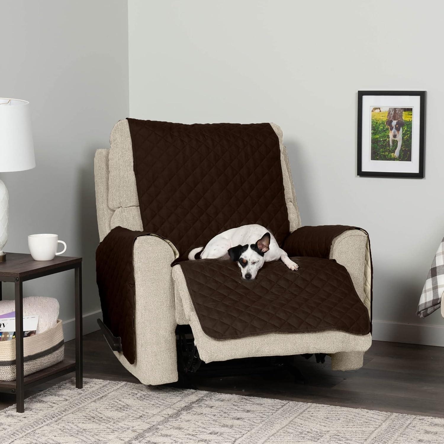 imageFurhaven WaterResistant ampamp Reversible Chair Cover Protector for Dogs Cats ampamp Children TwoTone Pinsonic Quilted Living Room Furniture Cover GrayMist ChairEspressoClay