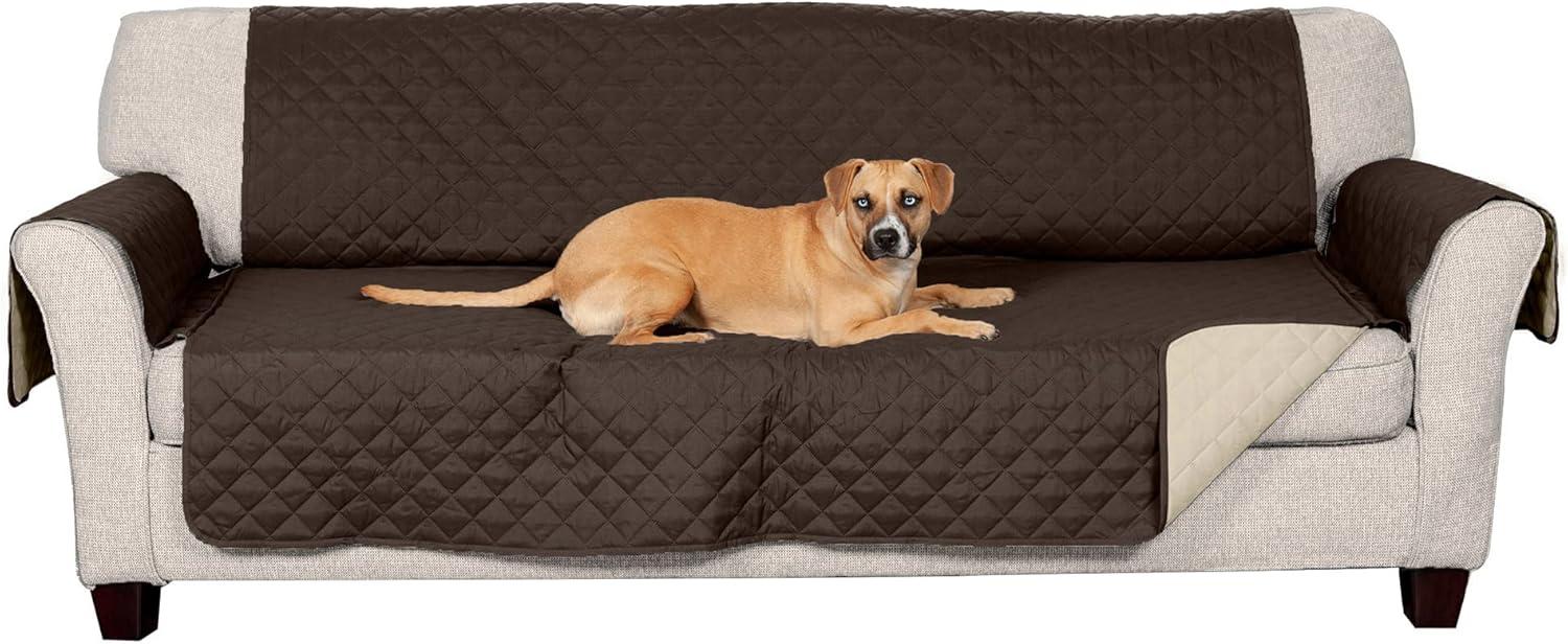 imageFurhaven WaterResistant ampamp Reversible Chair Cover Protector for Dogs Cats ampamp Children TwoTone Pinsonic Quilted Living Room Furniture Cover GrayMist ChairEspressoClay