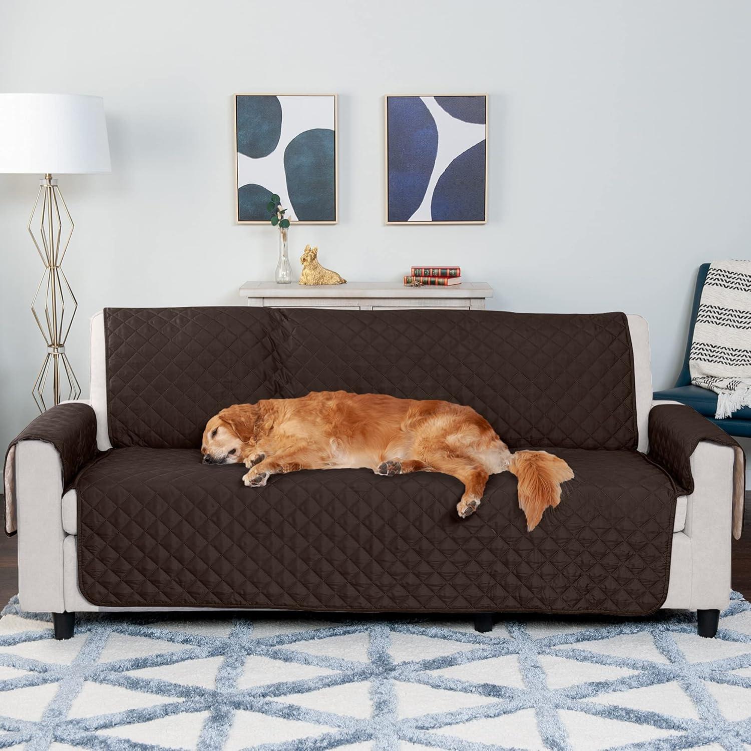imageFurhaven WaterResistant ampamp Reversible Chair Cover Protector for Dogs Cats ampamp Children TwoTone Pinsonic Quilted Living Room Furniture Cover GrayMist ChairEspressoClay