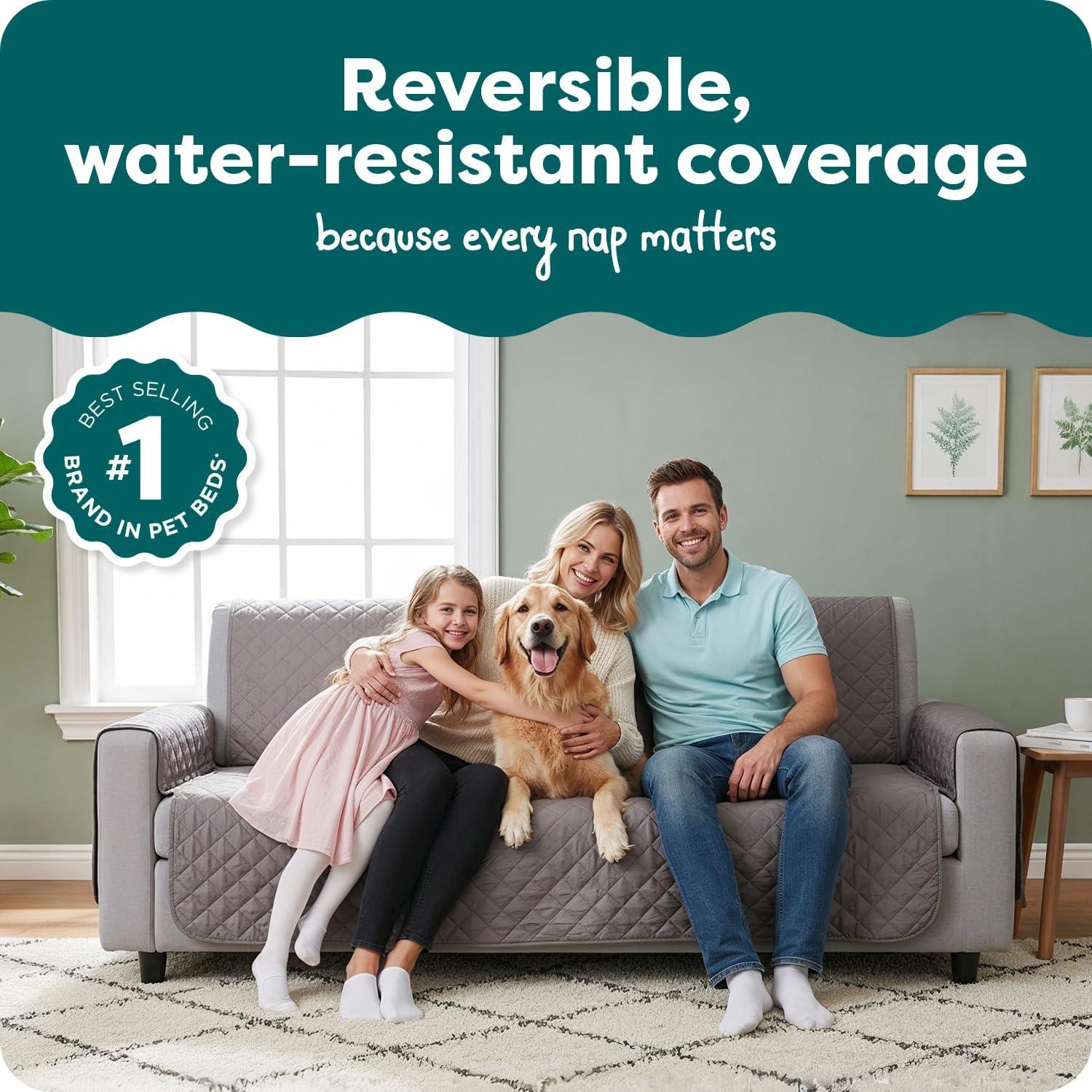 imageFurhaven WaterResistant ampamp Reversible Chair Cover Protector for Dogs Cats ampamp Children TwoTone Pinsonic Quilted Living Room Furniture Cover GrayMist ChairGrayMist
