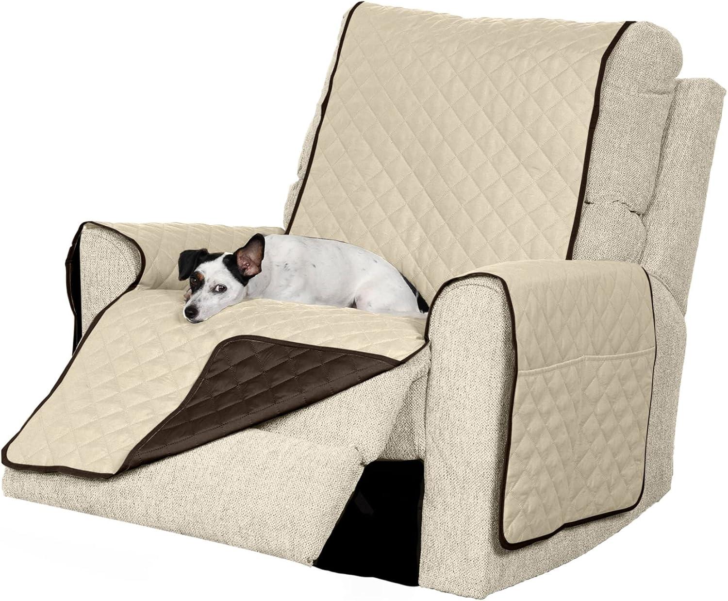 imageFurhaven WaterResistant ampamp Reversible Chair Cover Protector for Dogs Cats ampamp Children TwoTone Pinsonic Quilted Living Room Furniture Cover GrayMist ChairEspressoClay