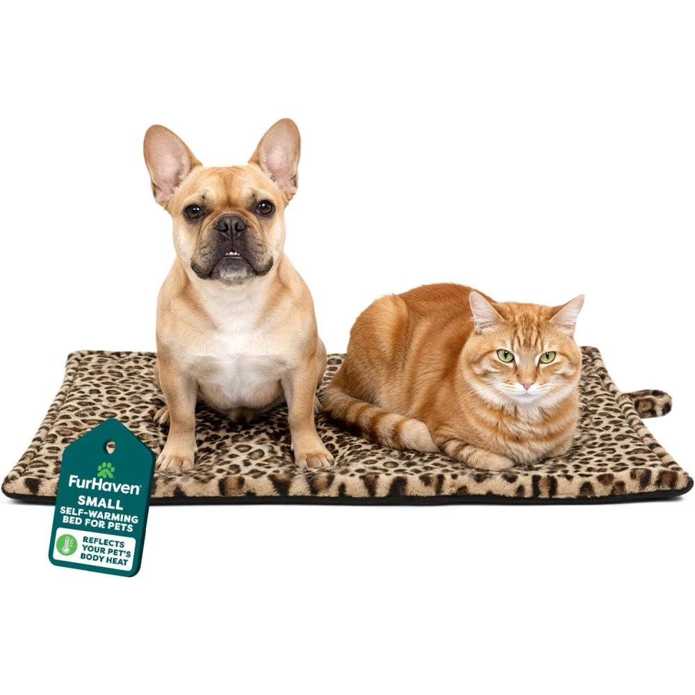 imageFurhaven ThermaNAP SelfWarming Cat Bed for Indoor Cats ampamp Small Dogs Washable ampamp Reflects Body Heat Quilted Faux Fur Reflective Bed Mat Leopard SmallLeopard