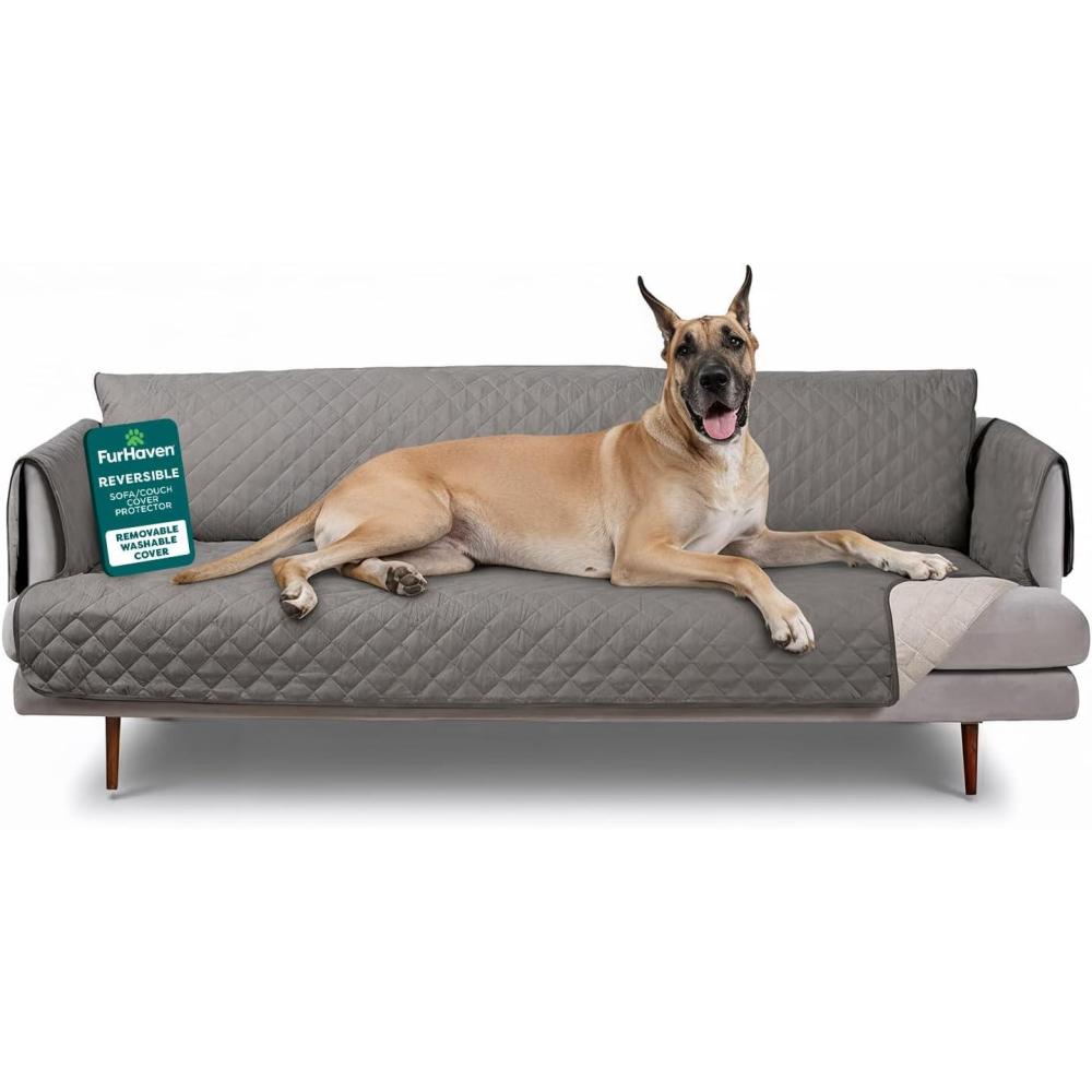 imageFurhaven WaterResistant ampamp Reversible Chair Cover Protector for Dogs Cats ampamp Children TwoTone Pinsonic Quilted Living Room Furniture Cover GrayMist ChairGrayMist