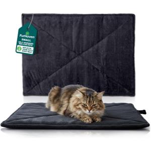 Furhaven ThermaNAP Self-Warming Cat Bed for Indoor Cats & Small Dogs, Washable & Reflects Body Heat – Quilted Faux Fur Reflective Bed Mat – Leopard, Small(Black)