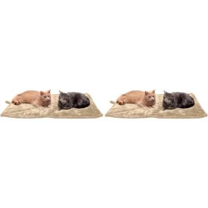 Furhaven ThermaNAP Self-Warming Cat Bed for Indoor Cats & Small Dogs, Washable & Reflects Body Heat – Quilted Faux Fur Reflective Bed Mat – Leopard, Small(ThermaNAP Pad – Quilted Faux Fur (Cream))