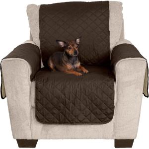 Furhaven Water-Resistant & Reversible Chair Cover Protector for Dogs, Cats, & Children – Two-Tone Pinsonic Quilted Living Room Furniture Cover – Espresso/Clay, Chair