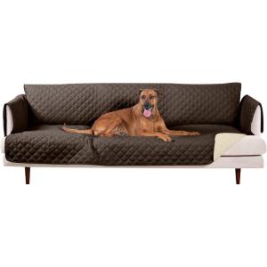 Furhaven Water-Resistant & Reversible Chair Cover Protector for Dogs, Cats, & Children – Two-Tone Pinsonic Quilted Living Room Furniture Cover – Gray/Mist, Chair(Espresso/Clay)