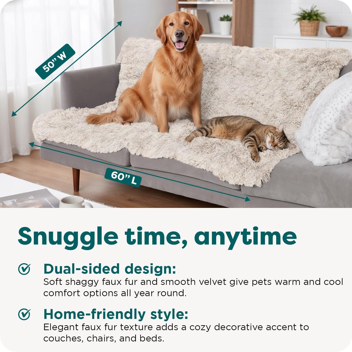 imageFurHaven Waterproof Throw Blanket for Dogs ampamp Indoor Cats Reversible Protective Pet Blanket Extra Large Long Faux Fur ampamp Velvet Driftwood