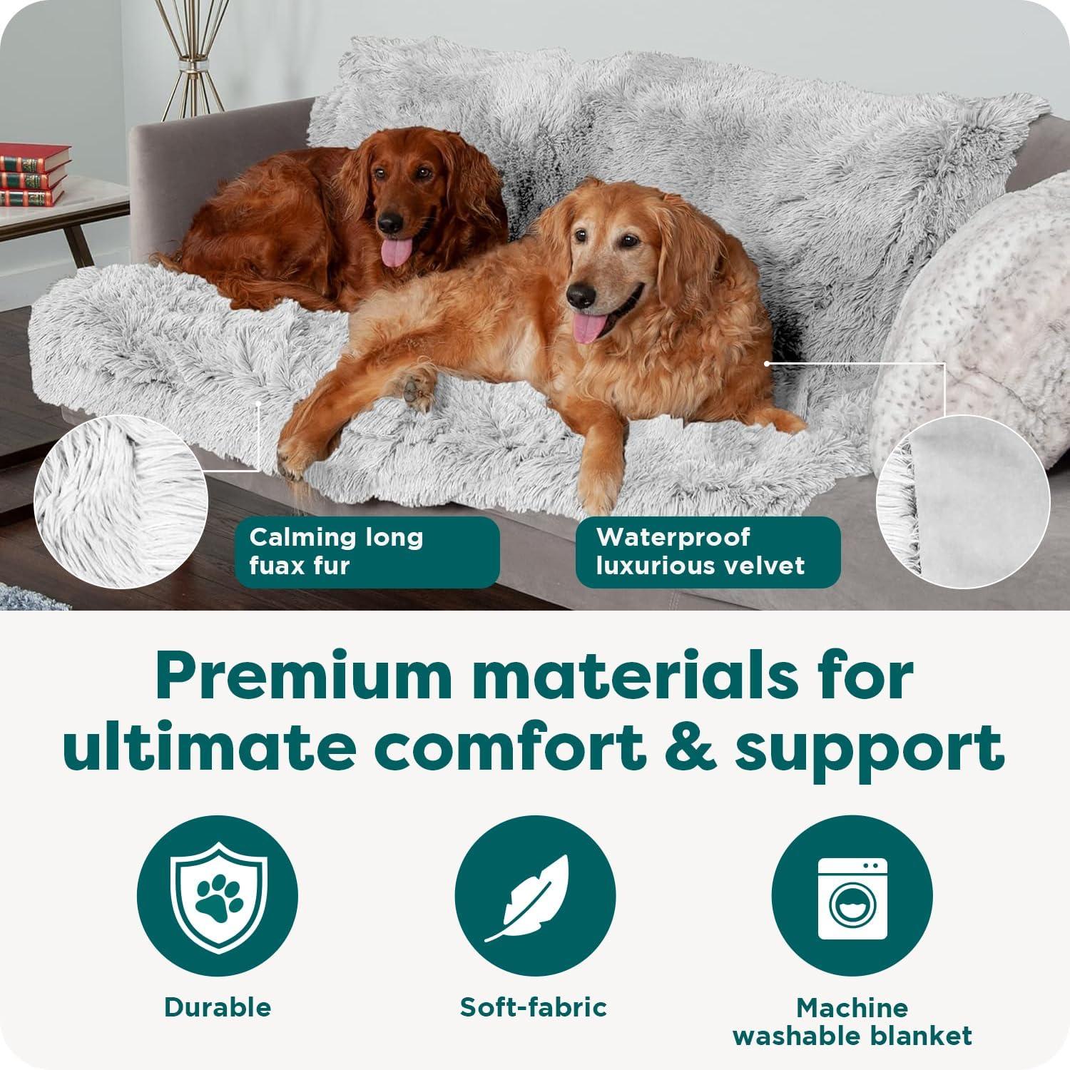 imageFurHaven Waterproof Throw Blanket for Dogs ampamp Indoor Cats Reversible Protective Pet Blanket Extra Large Long Faux Fur ampamp Velvet Driftwood