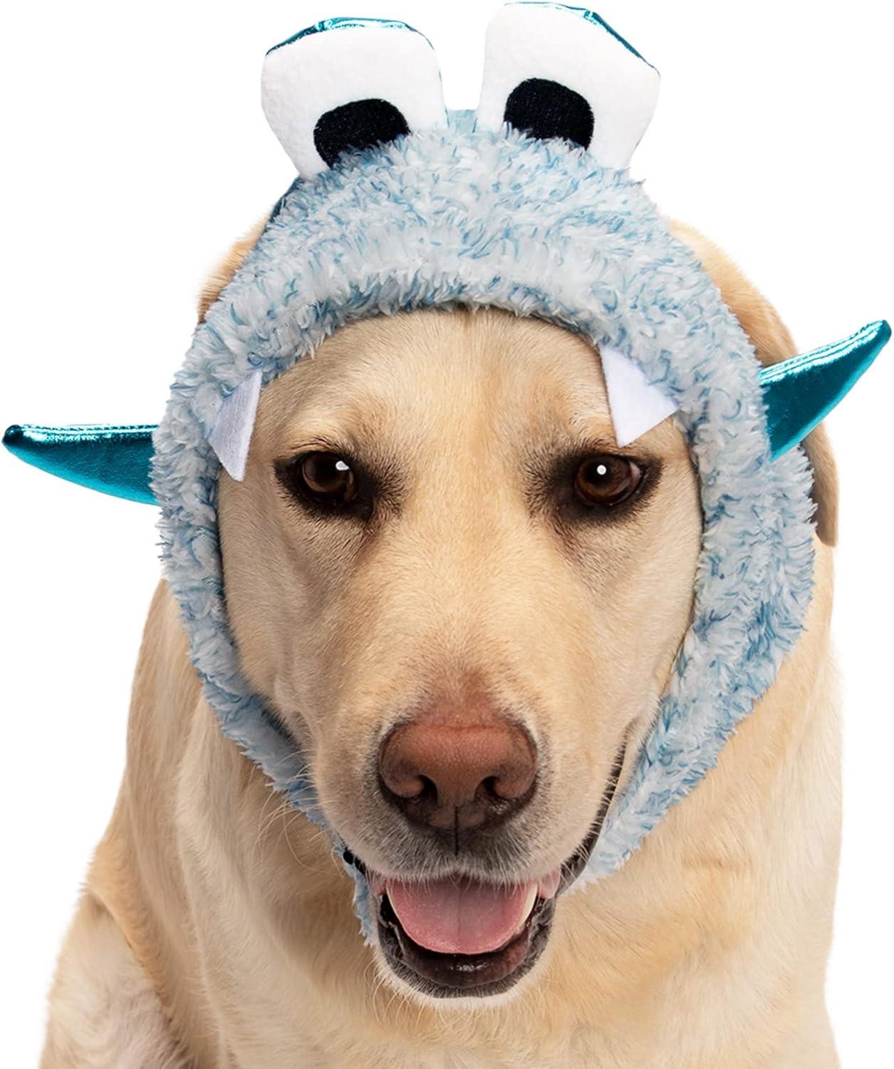 imageFurhaven XS to SM Dog Hat Washable ampamp Cozy Sherpa FlexFit Polar Bear Dog Hat Costume Cream Extra Small to SmallBlue Monster