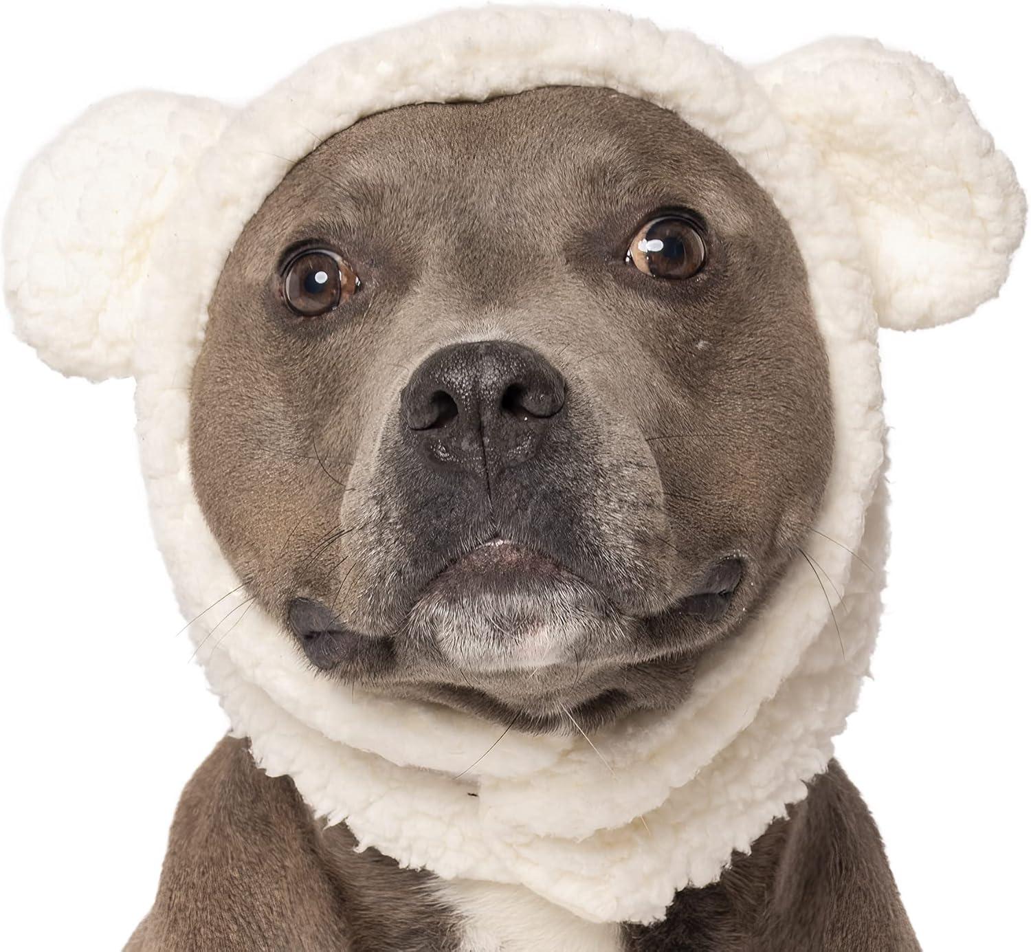 imageFurhaven XS to SM Dog Hat Washable ampamp Cozy Sherpa FlexFit Polar Bear Dog Hat Costume Cream Extra Small to SmallPolar Bear