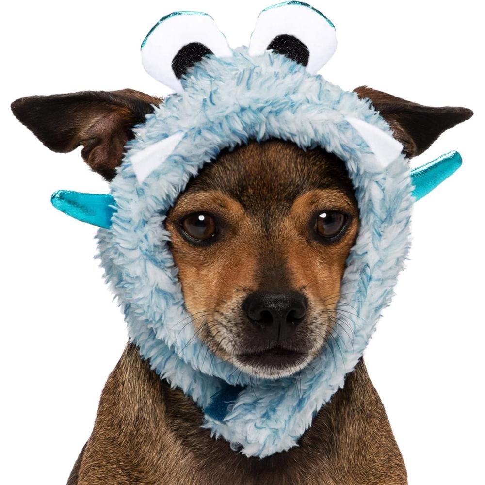 imageFurhaven XS to SM Dog Hat Washable ampamp Cozy Sherpa FlexFit Polar Bear Dog Hat Costume Cream Extra Small to SmallBlue Monster