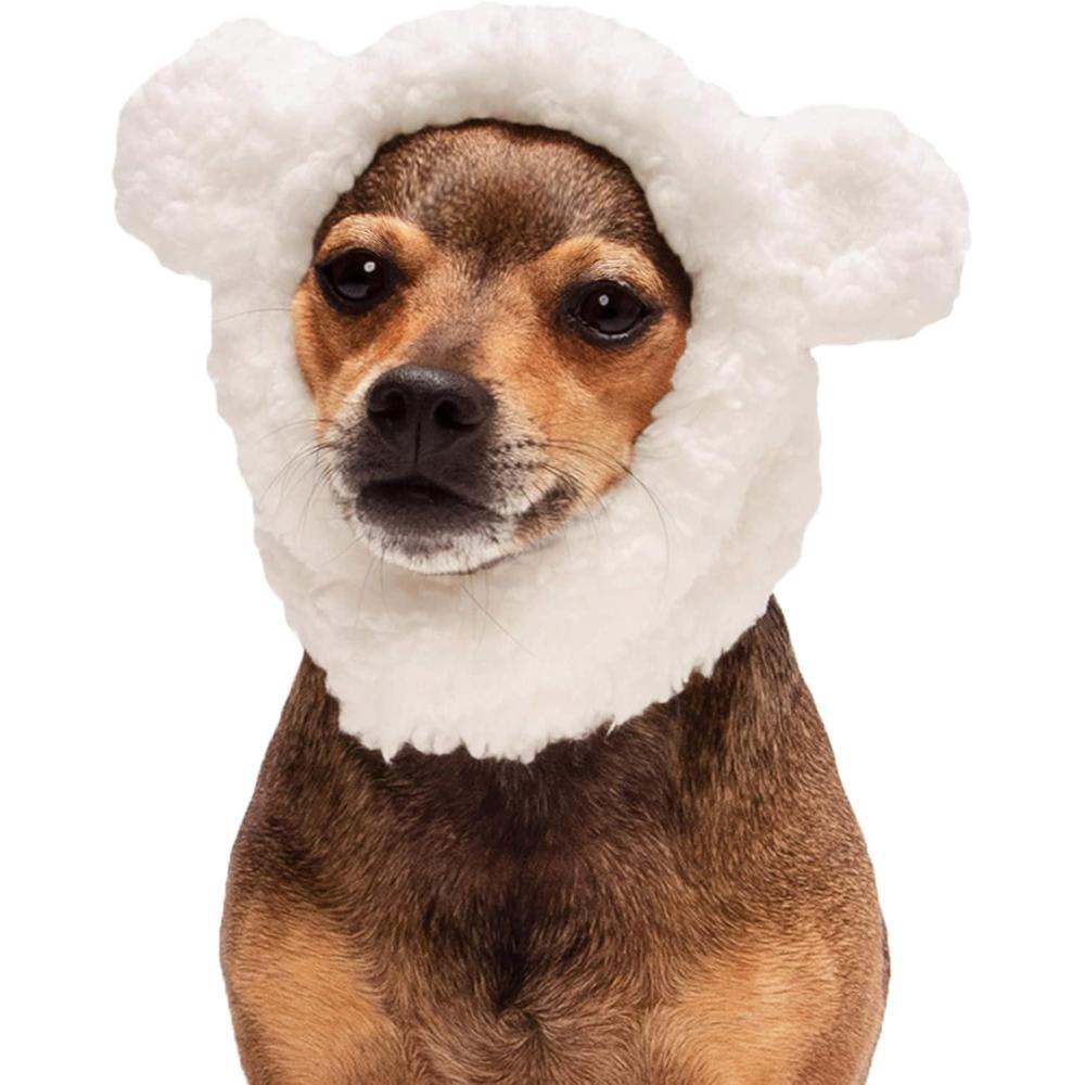 imageFurhaven XS to SM Dog Hat Washable ampamp Cozy Sherpa FlexFit Polar Bear Dog Hat Costume Cream Extra Small to SmallPolar Bear