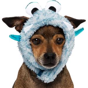 Furhaven XS to SM Dog Hat, Washable & Cozy – Sherpa Flex-Fit Polar Bear Dog Hat Costume – Cream, Extra Small to Small(Blue Monster)