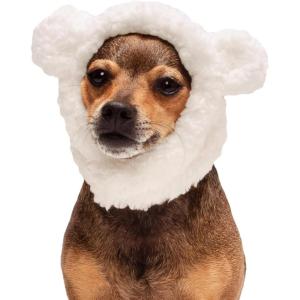 Furhaven XS to SM Dog Hat, Washable & Cozy – Sherpa Flex-Fit Polar Bear Dog Hat Costume – Cream, Extra Small to Small(Polar Bear)
